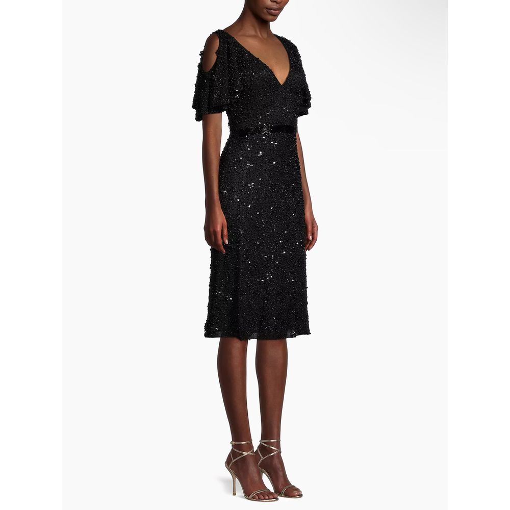 Mac Duggal Black Sequin Midi Dress - Picture 9 of 15